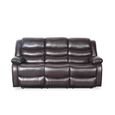Conrad Manual Recliner Sofa - Brown Leather - 3 Seater