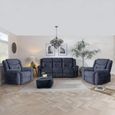 Dudley Silvano Blue Fabric 3+1+1 Recliner Sofa Set