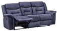 Dudley Silvano Blue Fabric 3 Seater Recliner Sofa