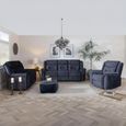 Dudley Silvano Blue Fabric Recliner Sofa Set