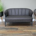 Sofa - Retro - 2 Seater - Grey Faux Leather