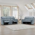 Elio Manual Recliner Sofa Set - Grey Fabric - 3+2 Seater