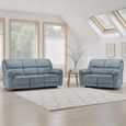 Elio Manual Recliner Sofa Set - Grey Fabric - 3+2 Seater