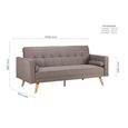 Ethan Click Clack Sofa Bed - 3 Seater - Grey Fabric
