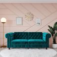 Faulk Chesterfield Teal Velvet Fabric Sofa Bed - 2258979UK