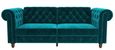 Faulk Chesterfield Teal Velvet Fabric Sofa Bed - 2258979UK