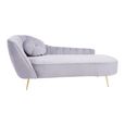 Felizia Lounge Chaise - Left Arm - Grey Velvet Fabric with Gold Legs