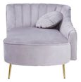 Felizia Lounge Chaise - Left Arm - Grey Velvet Fabric with Gold Legs