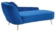 Felizia Lounge Chaise - Left Arm - Midnight Blue Velvet Fabric with Gold Legs