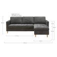 Firenze Sofa - Dark Grey Fabric - Natural Legs - LHF