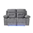 Foster Grey Fabric 2 Seater Recliner Sofa with LED Lights