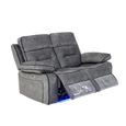 Foster Grey Fabric 3+2+1 Seater Recliner Sofa with LED Lights, Drop-Down Table & Cup Holders