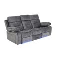Foster Grey Fabric 3 Seater Recliner Sofa with LED Lights, Drop-Down Table & Cup Holders