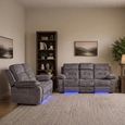 Foster Recliner Sofa Set - 3+2 Seater - Grey Fabric - LED Lights - Drop-Down Table & Cup Holders
