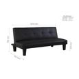 Franklin Click Clack Sofa Bed - 3 Seater - Black Faux Leather