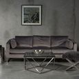 Freda Sofa - 3 Seater - Dark Grey Velvet Fabric