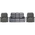 Gabrielle Manual Recliner Sofa Set - Charcoal Leather - 3+1+1 Seater