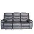 Gabrielle Manual Recliner Sofa - Charcoal Leather - 3 Seater