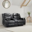 Galaxy Electric Recliner Sofa - Black Faux Leather - 2 Seater - Console