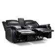 Galaxy Electric Recliner Sofa - Black Faux Leather - 2 Seater - Console