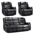 Galaxy Electric Recliner Sofa Set - Black Faux Leather - 3+1+1 Seater