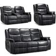 Galaxy Electric Recliner Sofa Set - Black Faux Leather - 3+2+1 Seater