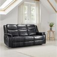 Galaxy Electric Recliner Sofa - Black Faux Leather - 3 Seater