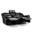 Galaxy Electric Recliner Sofa - Black Faux Leather - 3 Seater