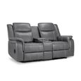 Galaxy Electric Recliner Sofa - Grey Faux Leather - 2 Seater - Console
