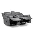 Galaxy Electric Recliner Sofa - Grey Faux Leather - 2 Seater - Console