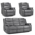 Galaxy Electric Recliner Sofa Set - Grey Faux Leather - 3+1+1 Seater