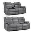 Galaxy Electric Recliner Sofa Set - Grey Faux Leather - 3+2 Seater