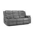 Galaxy Electric Recliner Sofa - Grey Faux Leather - 3 Seater