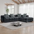 Genoa Corner Sofa - Charcoal Fabric - RHF