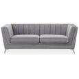 Hansa Sofa - 3 Seater - Grey Velvet Fabric