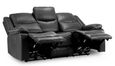 Harald Electric Recliner Sofa - Black Faux Leather - 3 Seater