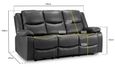 Harald Electric Recliner Sofa - Black Faux Leather - 3 Seater