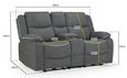 Harald Electric Recliner Sofa - Graphite Fabric - 2 Seater