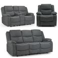 Harald Electric Recliner Sofa Set - Grey Fabric - 3+2+1 Seater