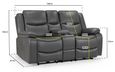 Harald Electric Recliner Sofa - Grey Faux Leather - 2 Seater
