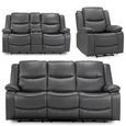 Harald Electric Recliner Sofa Set - Grey Faux Leather - 3+2+1 Seater