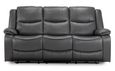 Harald Electric Recliner Sofa - Grey Faux Leather - 3 Seater