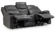 Harald Electric Recliner Sofa - Grey Faux Leather - 3 Seater