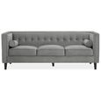 Helia Sofa - 3 Seater - Grey Velvet Fabric