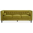 Helia Sofa - 3 Seater - Olive Velvet Fabric