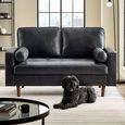 Henley Black Faux Leather Sofa - 2 Seater