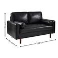 Henley Black Faux Leather Sofa - 2 Seater