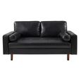 Henley Black Faux Leather Sofa - 3 Seater