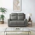 Henley Electric Recliner Sofa - Grey Leather - 2 Seater
