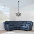 Hilbert Denim Blue Fabric Recliner Corner Sofa